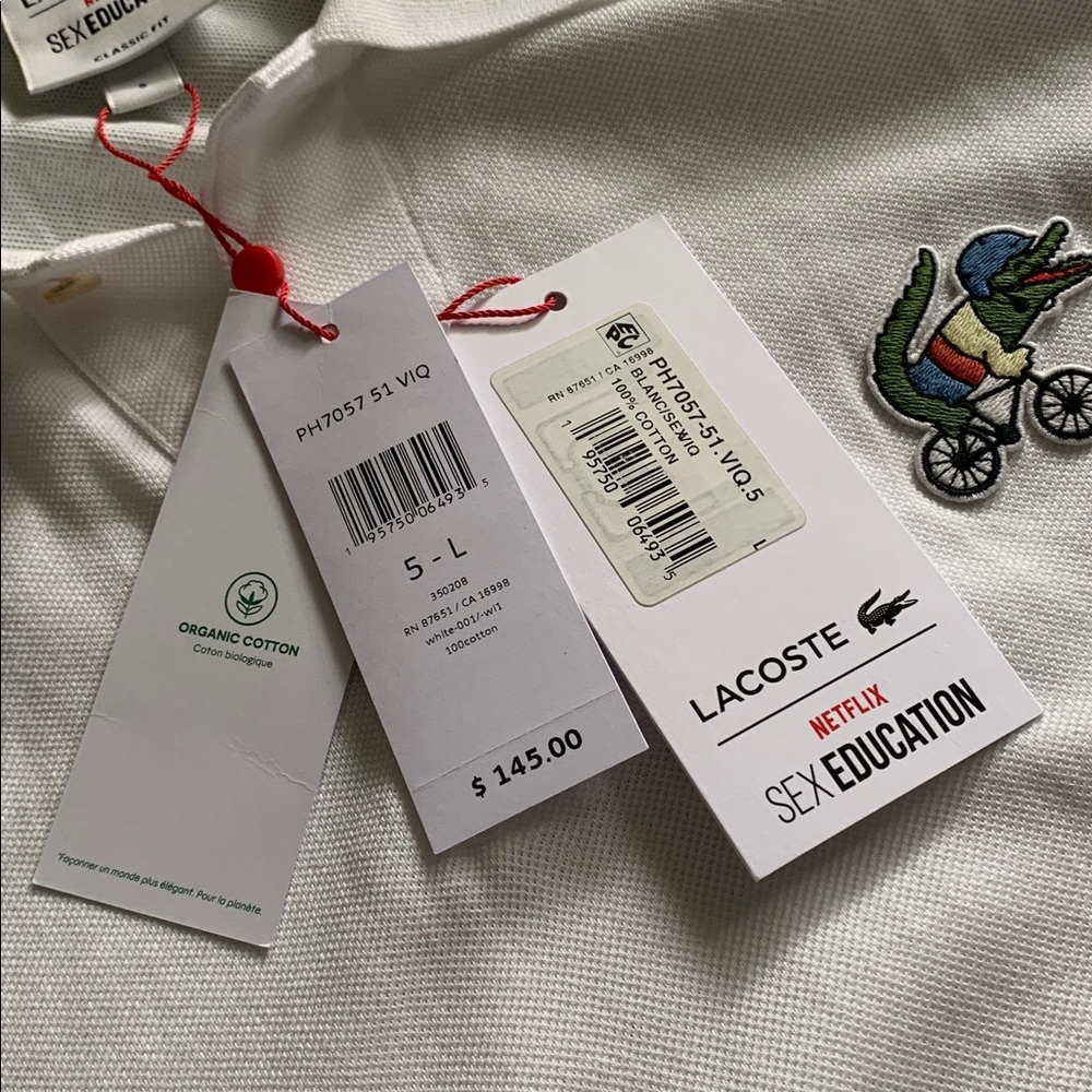 Lacoste x Netflix White Polo Shirt with Embroidered Logo - Picture 5 of 10